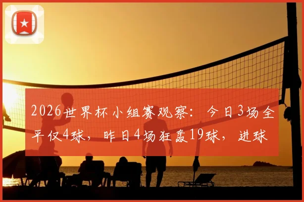 2026世界杯小组赛观察：今日3场全平仅4球，昨日4场狂轰19球，进球数为何大起大落？